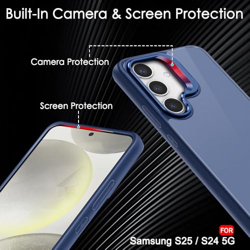 Image of TheGiftKart Hybrid Matte Frosted Back Cover Case for Samsung Galaxy S25 5G / S24 5G | Built-in Stand | Shockproof Hard Back Case Cover for Samsung Galaxy S25 5G / S24 5G (PC & TPU, Translucent Black)