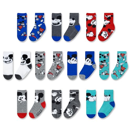 Mickey Mouse Infant Socks - 10 Pack with Anti-Slip Grippers for Ages 6-24 Months