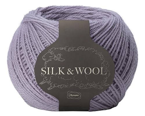 オリムパス製絲 手編み毛糸 並太 SILK&WOOL COL. 5 ライトパープル 系 約 50g 205ｍのサムネイル