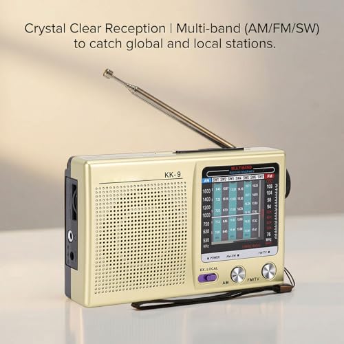 Radio portátil AM FM SW con salida para audífonos, dorada miniatura 4