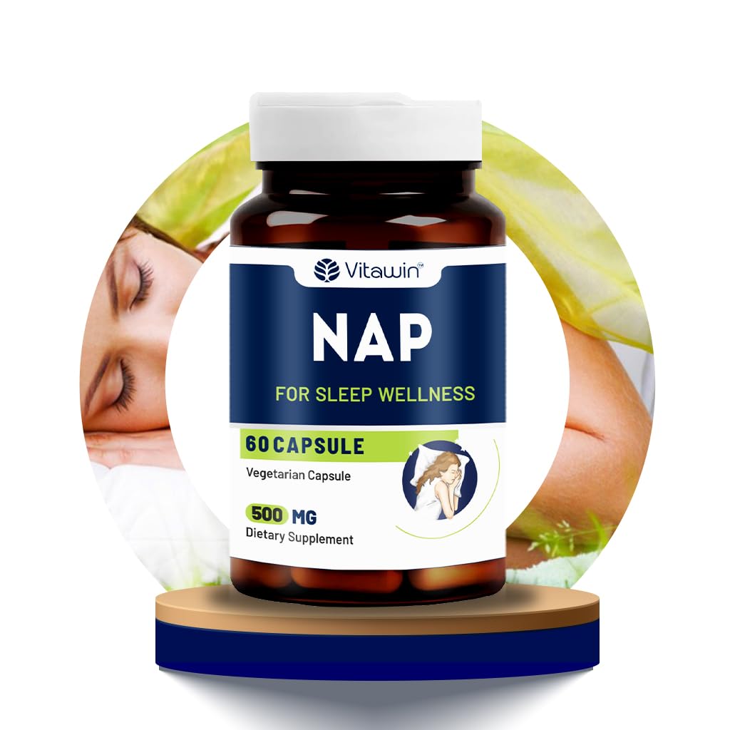 VitaWin Nap For Sleep Wellness & Stress Relief, Natural Herbal, 500 mg, Veg - 60 Capsules, Nutrition supplement-image-28