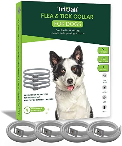 4 Pack Flea and Tick Collars for Dogs, 6 Months Protection Flea Collar for Dogs, 4 Count Flea and Tick Prevention for Dogs, Prevent Control and Treat Fleas and Ticks, One Size Fits All