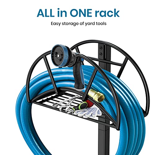 Garden Hose Stand Water Hose Holders for Outside Hose Storage Hanger with Extra Shelf Rack Freestanding -Black Garden Hose Stand Water Hose Holders for Outside Hose Storage Hanger with Extra Shelf Rack Freestanding -Black