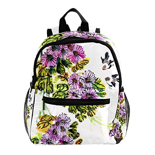 Sac à dos pour garçons à motif floral blanc de 30 cm idéal pour l'école