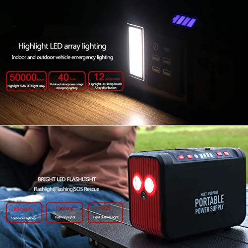 HLDUYIN Solar Generator Power Plant, Portable Solar Inverter 20000Mah Home Solar Emergency Lighting Power Supply 80W for Portable Campfire Outdoor Drone - Image 4