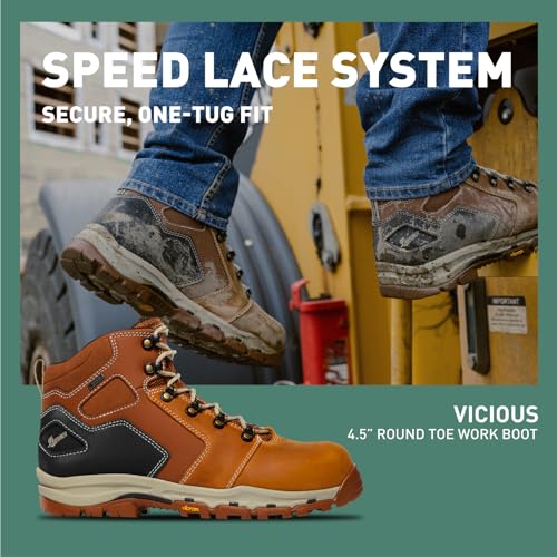 Image of Danner Vicious 4.5 inch Waterproof Work Boots for Men - Full-Grain Leather with Breathable Gore-Tex Lining, Speed Lace System