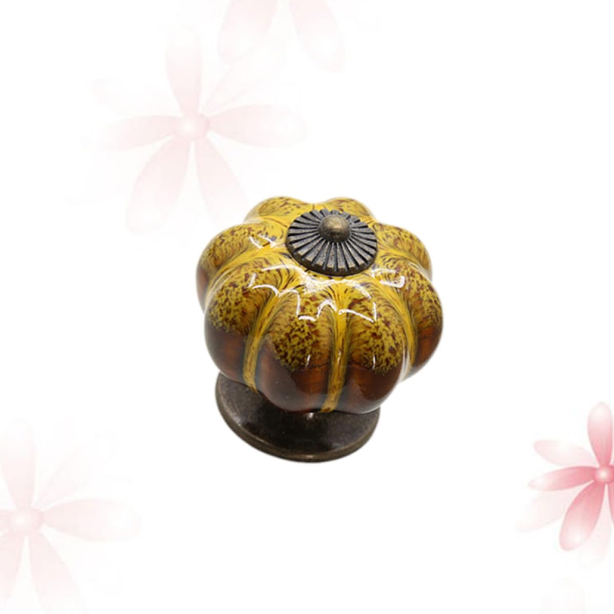 SOLUSTRE 18 Pollici Pomello per Mobili in Ceramica a Forma di Zucca, Maniglia per Armadio Classica Motivo Elegante, Resistente e Decorativa per Cassetti e Mobili