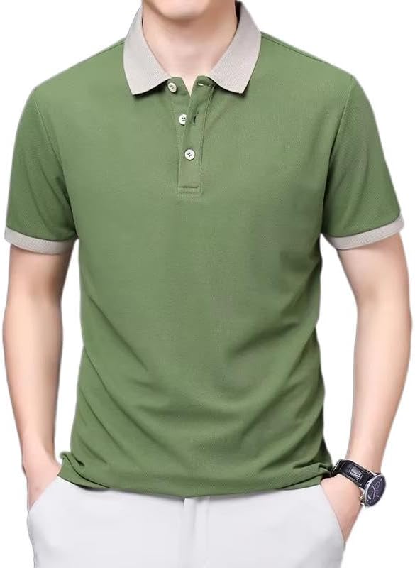 Mens Thin Lightweight Polo Shirts Short Sleeve Business Casual Golf T-Shirts Basic Tops