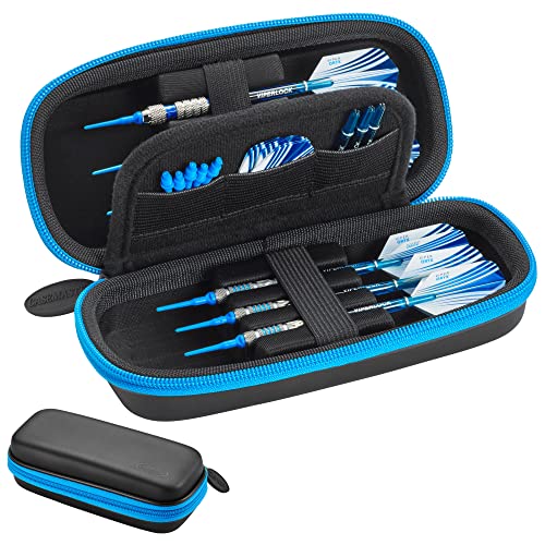 Casemaster Sentry 6 Dart Case Slim, Holds Extra Accessories, Tips, Shafts And Flights, Compatible With Steel Tip And Soft Tip Darts, Impact & Water Resistant Tactech Shell, Blue Zipper #TOP4