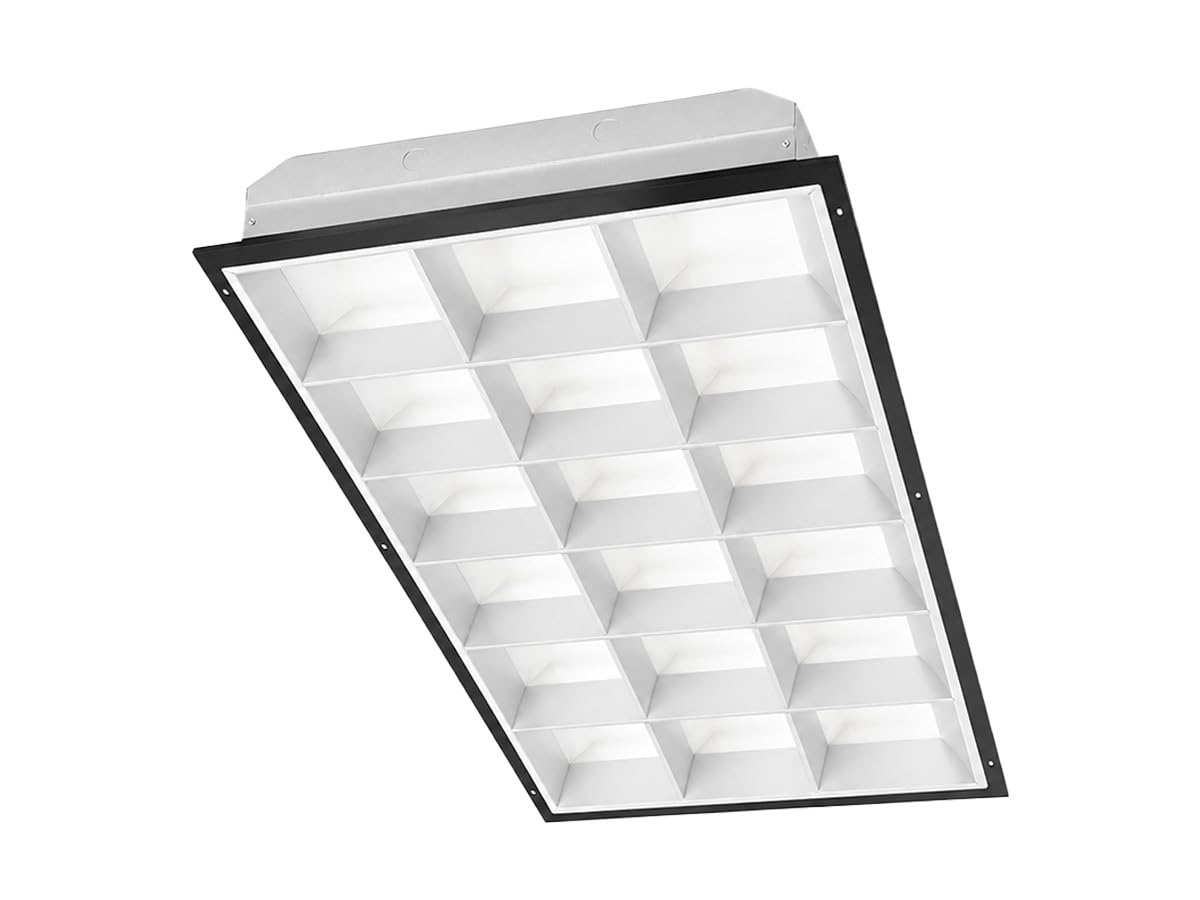 WareLight 2X4 LED Ready Parabolic Troffer Fixture, 18-Cell, 3-Lamp