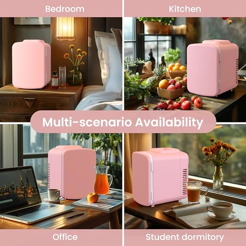 Simple Deluxe 4L 6 Can Portable Mini Fridge, Cooler & Warmer 100% Freon-Free Compact Refrigerator for Skincare, Cosmetic - Additional View