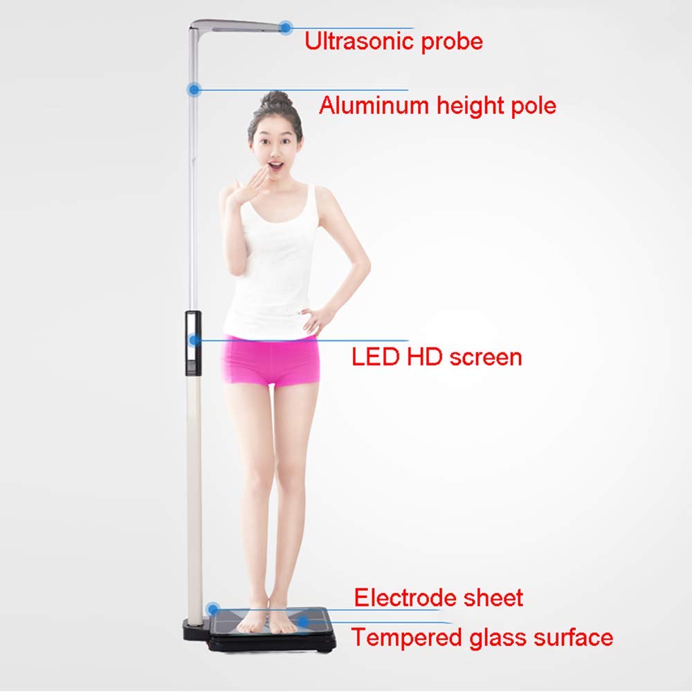 Bilance Per Peso E Altezza,Bilance Elettroniche Sanitarie,Bilancia Per Altezza E Peso, Misuratore Di Grasso Corporeo Ad Ultrasuoni, Schermo Digitale A LED Ad Alta Definizione, Misurazione Accurata 1