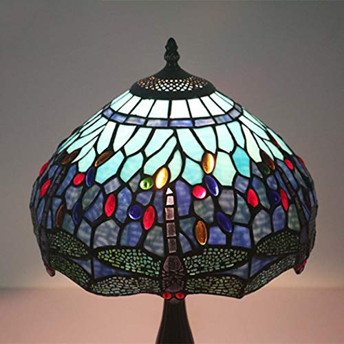 Lampe de table style libellule en véritable vitrail d'art pour chambre - 6