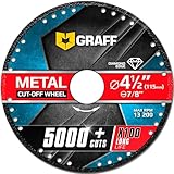 Cut Off Wheels 4 1/2 Inch for Metal and Steel – Diamond Metal Cutting Disc for Angle Grinder with 7/8 Inch Arbor – 100x Longer Wheel Life GRAFF Black