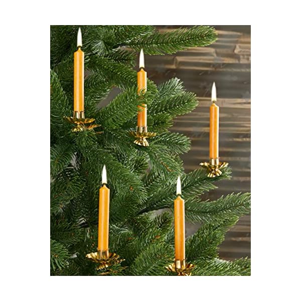 BRUBAKER 20er Pack Baumkerzen 10% Bienenwachs Weihnachtskerzen Pyramidenkerzen Christbaumkerzen Honig-Gelb – Bild 7