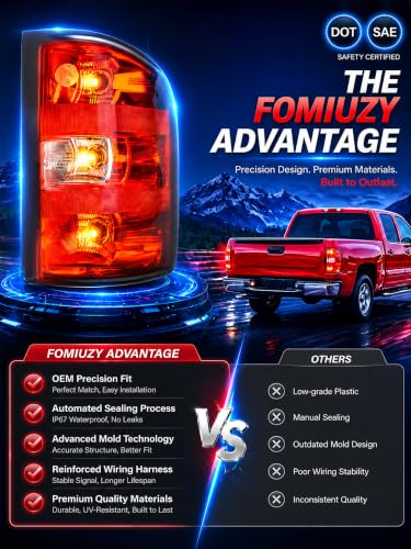 Image of Tail Lights Assembly Right Passenger Fit 07-13 Chevy Silverado 1500 2007 2008 2009 2010 2011 2012 2013 2014 Chevrolet 2500 3500 HD 2500HD 3500HD Rear Brake Back Taillight Cover Lens 25958482