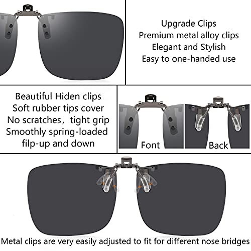 Image of CAXMAN Polarized Clip On Sunglasses Over Prescription Glasses for Men Women UV Protection