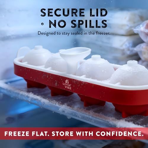 Molde de silicona para bolas de hielo con tapa, 4 esferas grandes miniatura 6