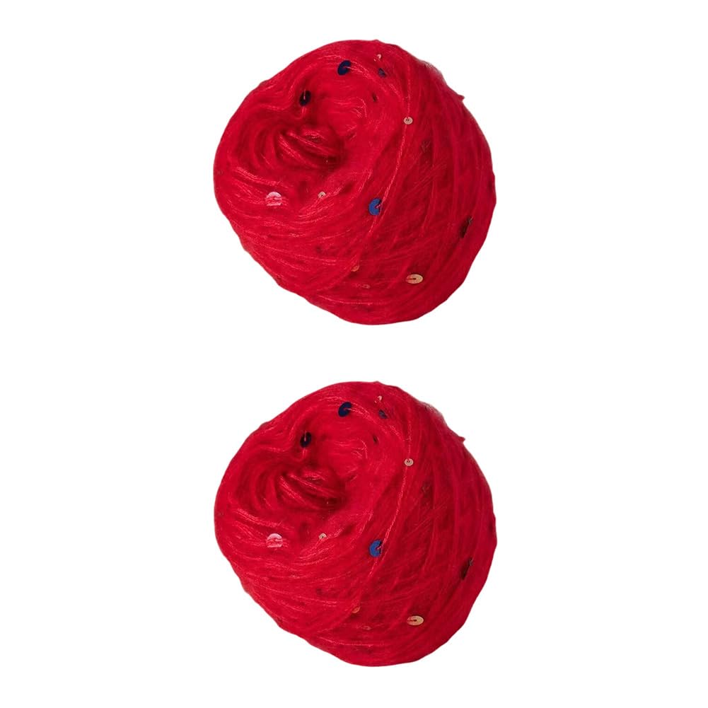 50g x 2 Mohair Knitting Yarns Sequins Mohair Yarn Soft Fluffy Balls Hand Knitting Yarn Crochet Yarn for DIY Shawl Scarf Hat Knitting Projects