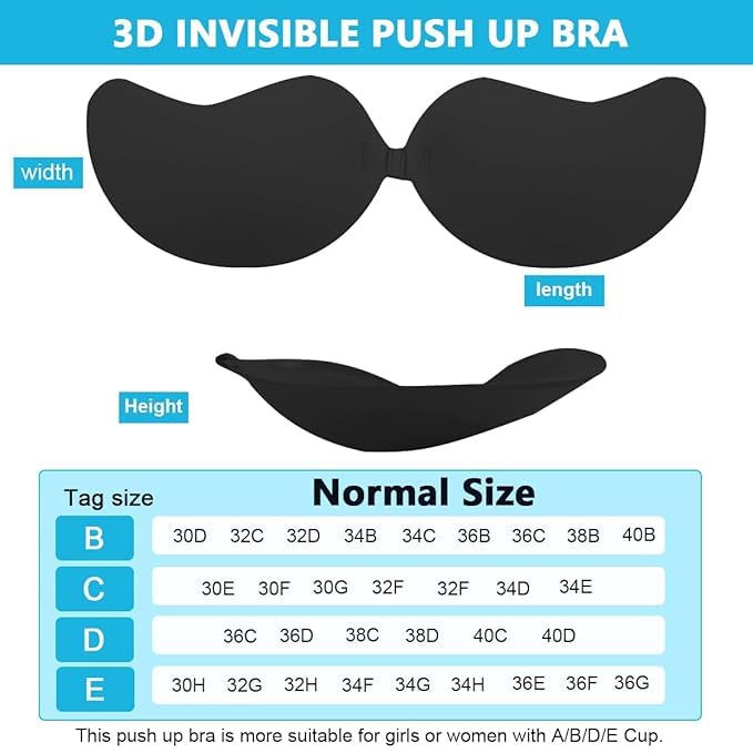 Image of Brachy Sticky Strapless Adhesive Bra Bra Reusable Self Adhesive Backless Bra Invisible Sticky Push up Silicone Bra for Women.