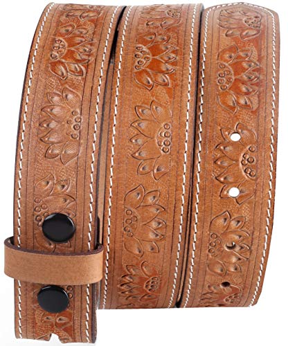 Belt for buckle Western full grain Leather Engraved Tooled Strap w Snaps for Interchangeable Buckles, USA,2022-10, size 36