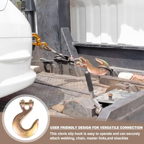 Image of 4 Pack Clevis Slip Hooks Heavy Duty Clevis Grab Chain Hooks Grade 70 Steel for Tie Down Chain, Trailers, and Load Binding Applications, 11, 300 Lbs Working Load Limit(3 /8 inch)