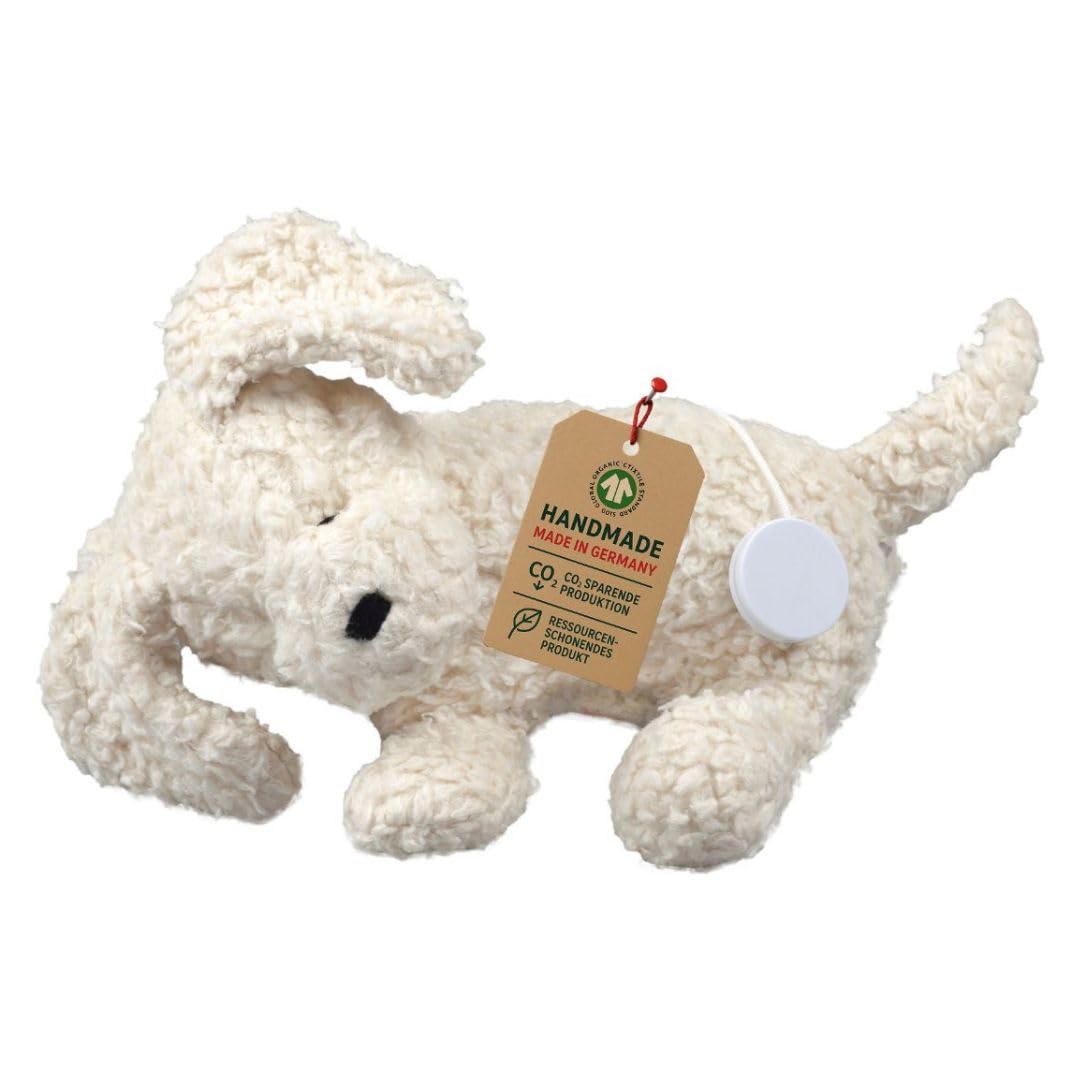 Efie Spieluhr Hund – Bio-Baumwolle (kbA), Made in Germany, mechanisch & waschbar, GOTS-zertifiziert - Melodie Brahms (⁠Guten Abend, gute Nacht)
