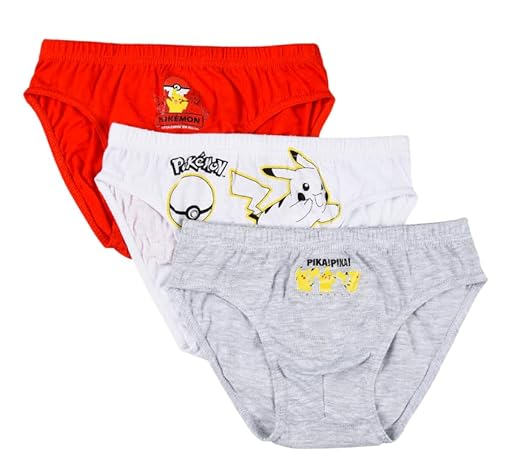 Pokémon, Lotes de 3 Calzoncillos, Niño, rojo, 9-10 Años | Ya disponible en tu tienda friki favorita! En mundofriki.es!
