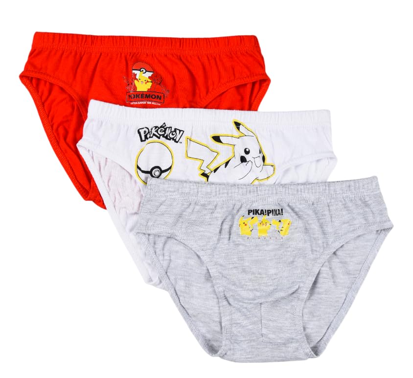 Pokémon, Lotes de 3 Calzoncillos, Niño, rojo, 9-10 Años