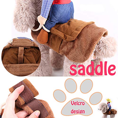 FANSU Kostüm Hund Haustier Hund Katze Kostüme, Einstellbare Cowboy Kleidung Netter Party Cosplay Dekoration Onkel Gelber Hut (XL,Brown)