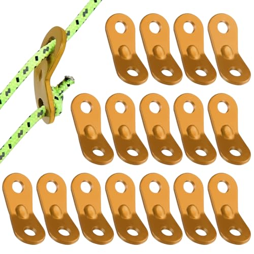 HOTUT 16 tensores de cuerda Guyline de aleación de aluminio, hebilla de cuerda de viento, ajustador de cuerda de 2 agujeros, ajustador de cuerda de tienda de campaña para senderismo, camping,