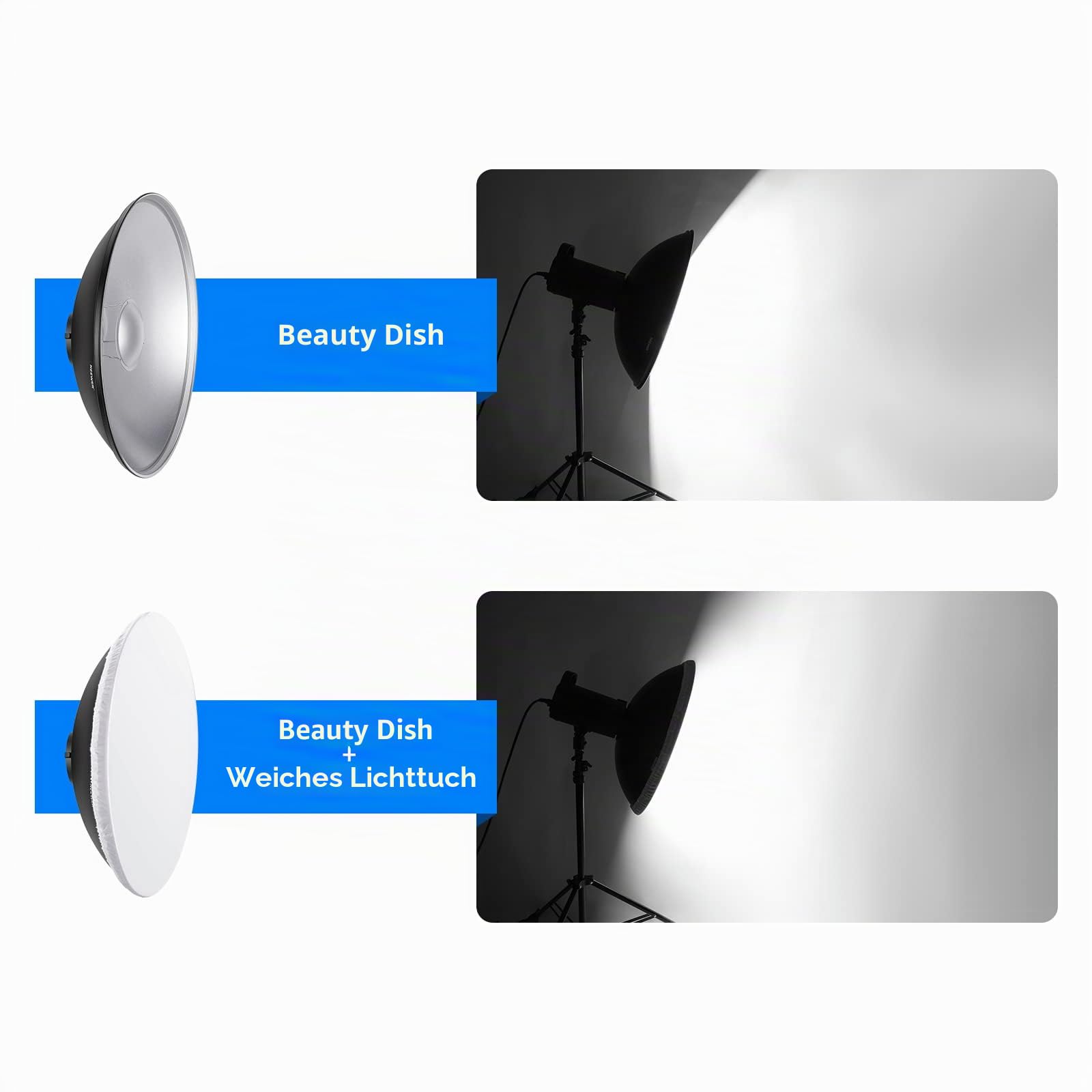 NEEWER 16"/41cm Aluminium Standard Reflektor Beauty Dish mit weißem Diffusor Socke kompatibel mit Bowens Mount Studio Stroboskop Blitzlicht, NEEWER Vision 4 ML300 S101-300W S101-400W etc