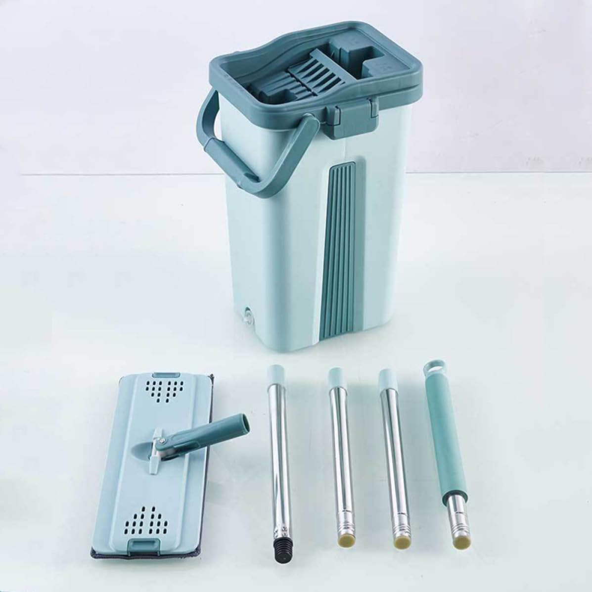 YARNOW Mini Trapeador sin Lavado a Mano Cubo de Fregona y Microfibra para Limpieza Doméstica y Uso en Suelos Secos y Húmedos