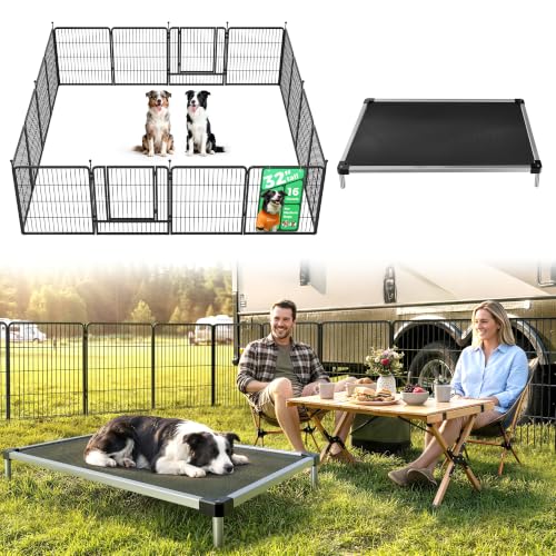 Image of FXW Instant Dog Playpen with Elevated Mesh Bed for RV Camping Outdoor Yard