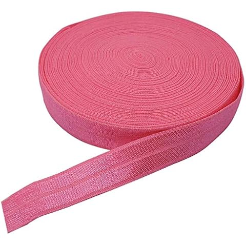 10 Yards Fold Over Elastic Stretch, Braided Elastic Ribbon for Hair Ties Headbands, Available in Various of Colours (Dark Pink, 5/8in) Cover