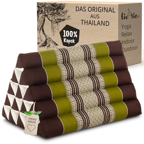 livasia Rückenstützkissen extrahoch - 38x55x35cm - Dreieckskissen für Garten und Balkon, Keilkissen mit Kapok, Lagerungskissen für Beine,...