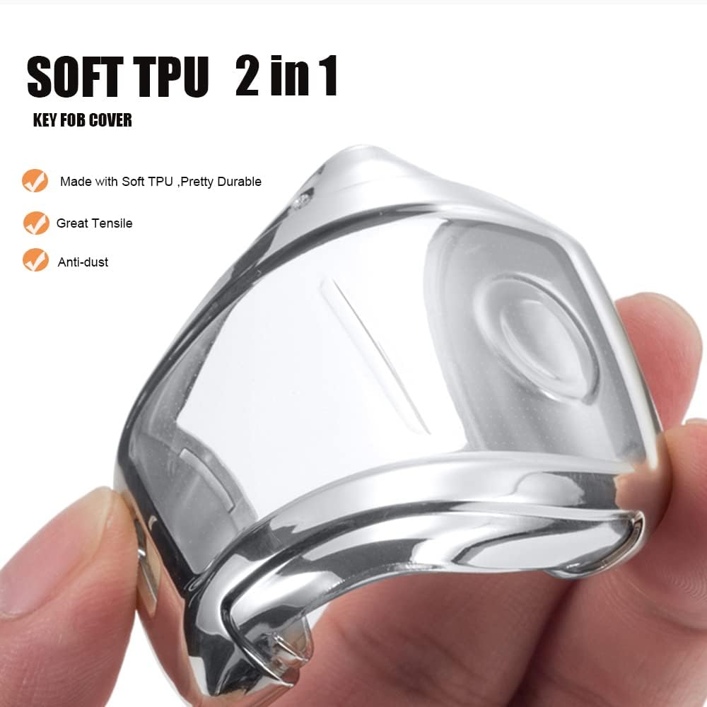 SANRILY Full Protection TPU 3/4 Buuton Key Fob Cover for Kia K5 2020 K3 K6 Optima Rio Rio5 Sportage Sorento Cerato Forte Key Keyless Smart Key Case Shell with Keychain Silver