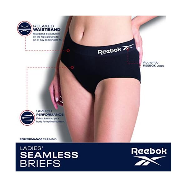 Reebok-Womens-Underwear--Seamless-High-Waist-Brief-Panties-4-Pack Reebok Women’s Underwear – Seamless High Waist Brief Panties (4 Pack), Size Medium, Pink/Green/Tan/Grey