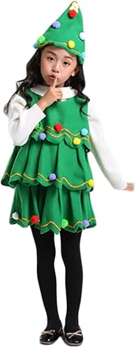 Miniatura 2 de FEIBEL Disfraz de árbol de Navidad para niñas, sin mangas, con volantes, árbol de Navidad, cosplay, elfo, trajes de Navidad
