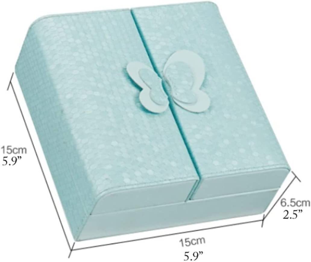 Caja de almacenamiento de joyas con imán de mango de mariposa oculto, organizador de piel sintética de doble apertura para accesorios de dormitorio