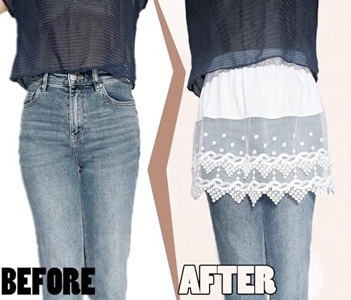 Image of Vanrose Jan Womens Lace Shirt Extender See Through Lace Underskirts Layering Half Slip Clothing Accessories