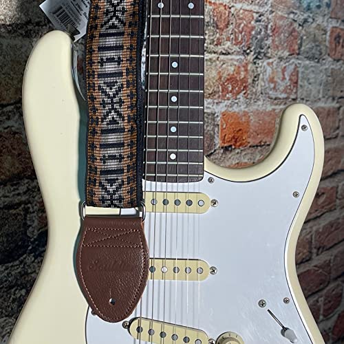 Souldier Gs0396Bk02Nv - Handmade Seatbelt Guitar Strap For Bass, Electric Or Acoustic Guitar, 2 Inches Wide And Adjustable Length From 30" To 63" Made In The Usa, Arabesque, Indigo (Zapata) #TOP4