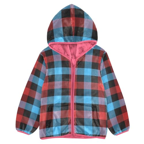 GuoChe Christmas Plaid Red Blue Fleece Jacket Toddler Boy