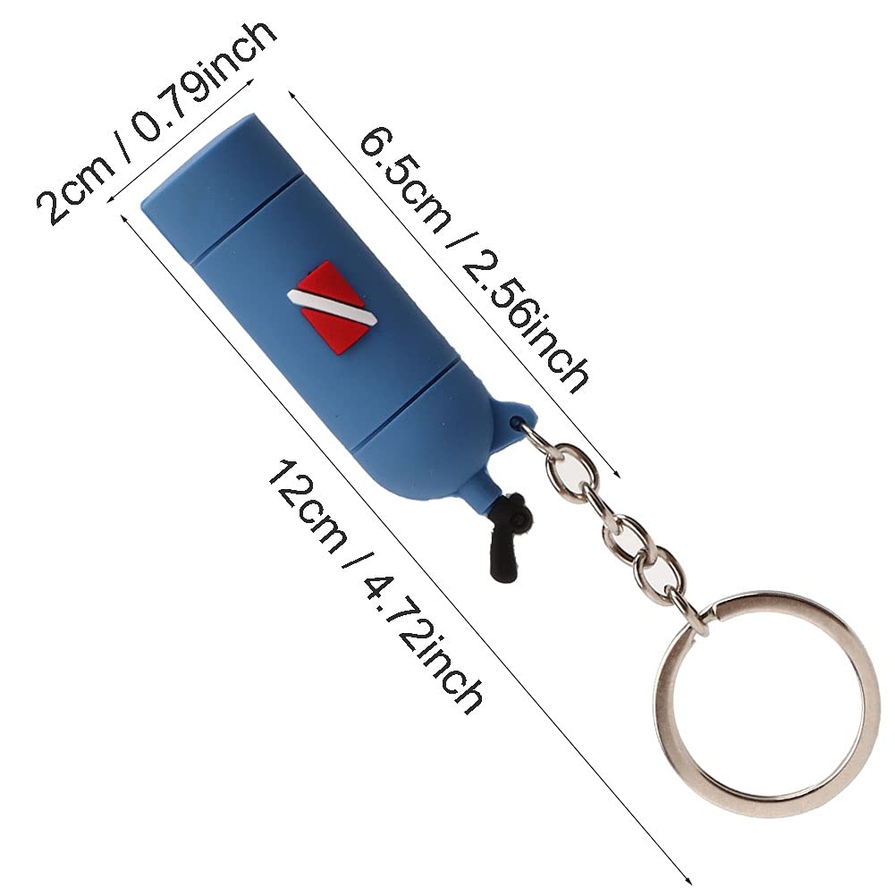 Keenso Portachiavi a Tema per Immersioni, 1Pcs Mini PVC Scuba Diving Tank Portachiavi Cilindro Portachiavi per Donne e Uomini(10 * 5 * 3cm-Blue)