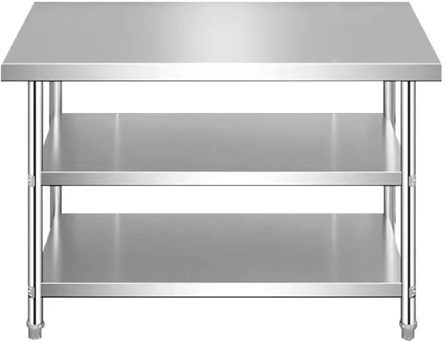 Mesa De Preparación De Cocina De Acero Inoxidable De Alta Resistencia con Estante Ajustable - Isla Metálica Comercial para Restaurantes Y Cocina Silver-b 100X45cm