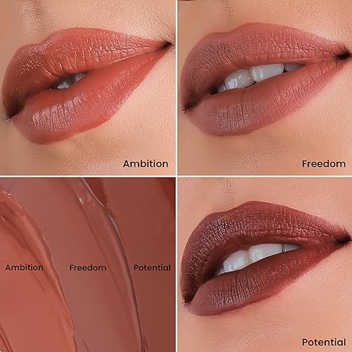 Image of LAMIOR Chai Latte Whipped Velvet Liquid Lipstick: Matte | Transfer-Proof, 12+ Hour Wear, Hydrating, Lightweight | Enriched With Avocado & Jojoba Oil, Vegan | Pack Of 3-15Ml Each