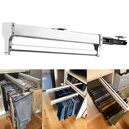 800mm/31.5pouces Push-Pull Placard Tringle coulissante cintres pour Pantalons à Montage sur Le Dessus Robuste Cintre Rail Organisateur Rack réglable Garde-Robe vêtements Rail Cover