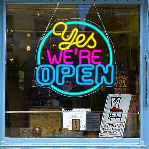 Image of Open Neon Sign Dimmable LED Neon Light for Business Storefront Decor Colorful Open Sign Neon Light for Bar Cafe Restaurant Decor Commercial Shop Sign Size 13.7 * 13.2in(XD323)