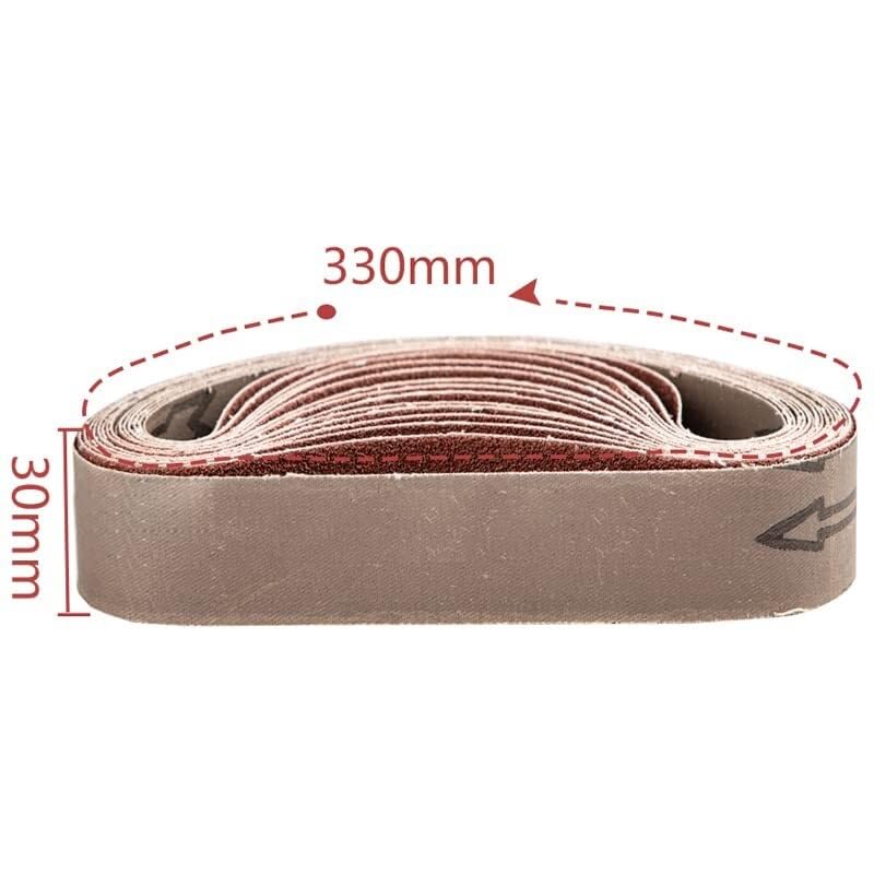 Bandes abrasives, Lot de 10 bandes abrasives 330 x 30 mm for ponceuse à bande, grain 1000, for bois, métal, polissage, papier de verre(800#)
