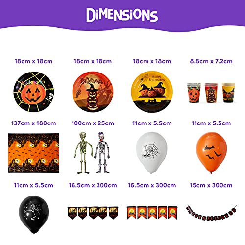THE TWIDDLERS 80 Stuks Halloween Partyset, Feestservies en Decoratie voor 12 Gasten - Bordjes, Feestbekers, Tafelkleed… - Image 4